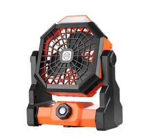 Hete Verkoop Multifunctionele 7800Mah Outdoor Kleine Oplaadbare Rustige Camping Fan Met Led Licht