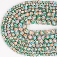 Perles rondes en pierre turquoise bleu-vert naturel AsVrai U pour la fabrication de bijoux, bracelets et colliers DIY
