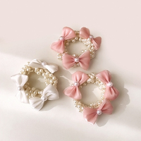 Elegante Organza-Haarschleife mit Perlen, Niedliche Mädchen-Haargummis, Modische Kinder-Haarbänder