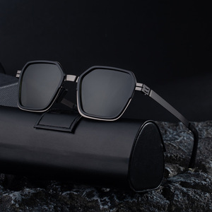 Lunettes de soleil polarisées à monture carrée pour hommes, en plastique noir et métal, protection UV400, type 3, My-98322 - Product Image 1