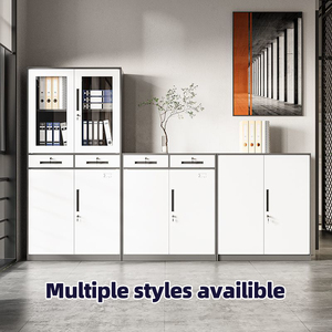 Metal Filing Cabinet with Glass Doors Lockable <b>Office</b> Storage <b>Unit</b> Minimalist Design for Commercial Use - Product Image 5