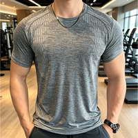 T-shirt de sport unisexe sans couture en tissu nid d'abeille, séchage rapide, anti-frottement, respirant, coupe ajustée, col rond, manches courtes