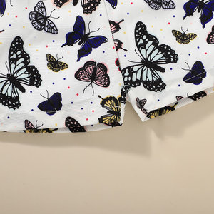 Ensembles de vêtements pour filles, ensemble short sexy à épaules dénudées avec imprimé papillon, vêtements en coton pour filles - Product Image 5
