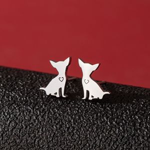 Boucles d'oreilles clous miniatures en acier inoxydable style Ins, motifs animaux (chat, chien) variés, mignonnes, pour usage quotidien, cadeau pour les amoureux des animaux - Product Image 6