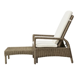 Modern Adjustable Wicker Aluminum Chaise Lounge Furniture <strong>Outdoor</strong> Garden Rattan <strong>Recliner</strong> <strong>Chair</strong> with Retractable Ottoman - Product Image 2