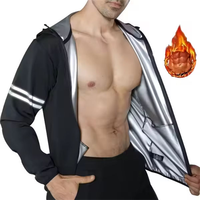 Haut de sport pour homme en polyester, néoprène et nylon, à manches longues, anti-transpiration, avec fermeture éclair, pour entraînement, fitness et sauna