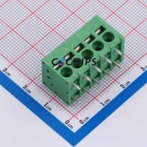 DB241R-5.0-5P-GN Spring Terminal Block Bent Lead Through Hole,P=5mm Connector 1x5P 5mm Green 5P - Product Image 1