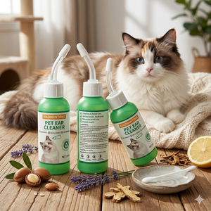 Nettoyant Auriculaire Bio-Enzymatique Doux Sans Alcool Anti-Odeur pour Animaux de Compagnie Marque Blanche – Gouttes Auriculaires pour Chiens et Solution <span class=keywords><strong>Traitement</strong></span> Anti-Acariens pour Chats - Product Image 2