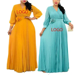 Anpassen Logo Vintage lange sexy lässige Maxi kleider für Frauen Elegante Party Abendkleider Plus Size Damen kleider