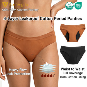 Braguitas Menstruales Reutilizables de Algodón para Mujer, Certificadas Oeko-Tex, de 4 Capas, a Prueba de Fugas, con Protección Máxima para Flujo Abundante, OEM - Product Image 1