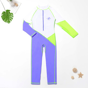 Traje de Baño de una Pieza para Niños 2026, Conjunto de 2 Piezas, Unisex, con Bloques de Color, Secado Rápido, Protección Solar Frontal - Product Image 3