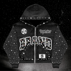 <span class=keywords><strong>Felpa</strong></span> con <span class=keywords><strong>Cappuccio</strong></span> Vintage da Uomo con Zip, Personalizzata in 100% Cotone French Terry, Unisex con Ricamo Effetto Vissuto e Strass, 400-500gsm - Product Image 1