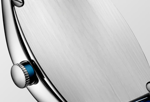 Montre en acier inoxydable de forme tonneau avec cadran à chiffres romains et bracelet en cuir bleu Longinesing - Product Image 5