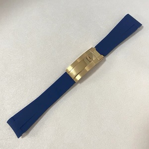 Pièces de montre, fermoir pliant en acier inoxydable, 20 mm, extrémité incurvée de 180 mm, bracelet de montre en silicone bleu - Product Image 5