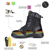Chaussures de sécurité respirantes à embout composite, semelle intermédiaire tactique, bottes de sécurité en cuir tactiques pour la sécurité, les aéroports et les administrations