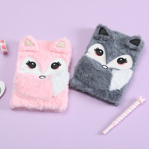 Carnet A5 <span class=keywords><strong>en</strong></span> peluche d'hiver, dessin animé, moelleux, fille, carnet mignon, journal intime, renard, petit animal <span class=keywords><strong>en</strong></span> peluche, carnet pour élèves du primaire - Product Image 2