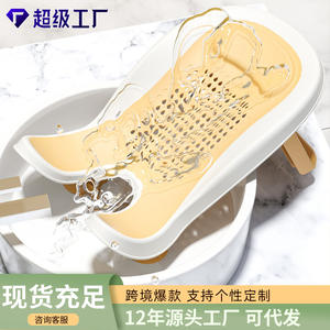 Support de bain WOW pour bébé QH8004, grand modèle droit, multifonctionnel, pour bain de siège, pour 0-12 mois, jaune, rose, gris - Product Image 4