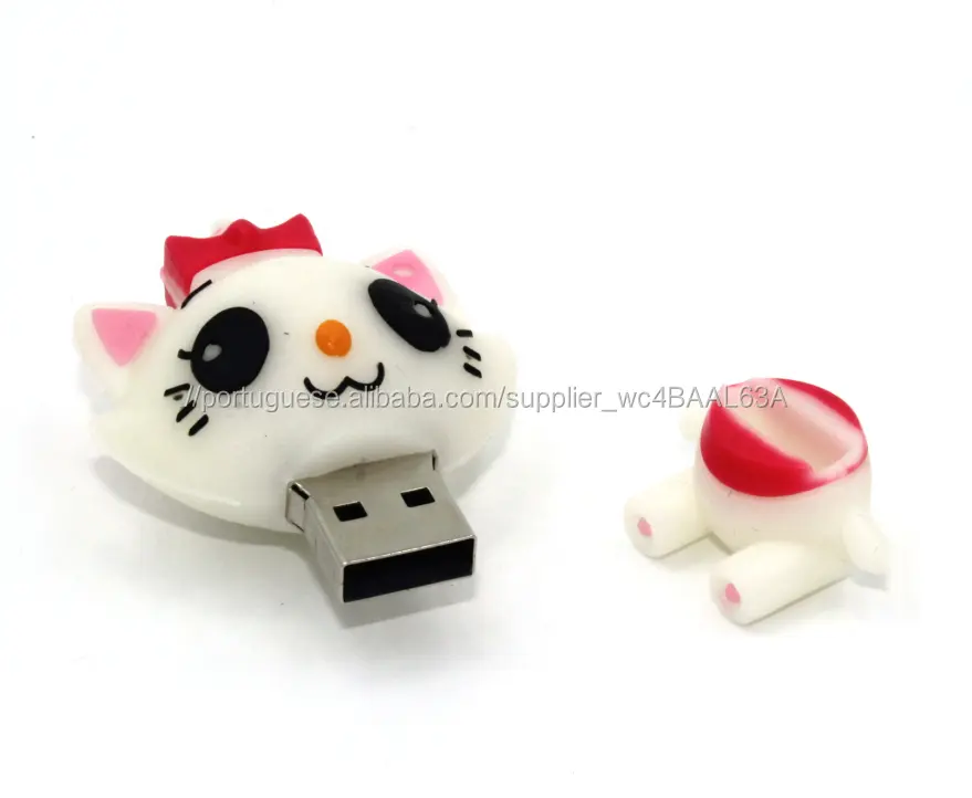 rainha gato bonito forma dos desenhos animados de memória flash drive vara personalizado 3D design branco gato flash drive usb