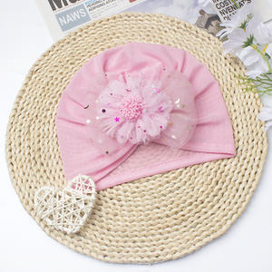<span class=keywords><strong>Turban</strong></span> d'été pour bébé Chapeau à nœud Casquettes soleil pour bambins Vente en gros de chapeaux à mailles fines avec fleur et nœud Chapeau pull-over pour enfants et filles - Product Image 2