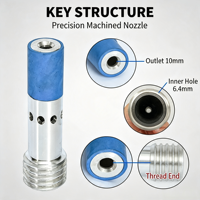 Buse de sablage Venturi ultra-mini Born Machinery 135 mm, trou intérieur 6,4 mm, en alliage d'aluminium aéronautique et carbure de tungstène, usinée CNC