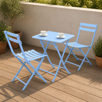 Ensemble table pliante carrée et 2 chaises en métal, mobilier de bistrot pour patio, jardin, balcon, café, terrasse, gain de place