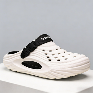 Detachable Hole Shoes for Men's Summer Outdoor Wear, Anti <b>slip</b> EVA Toe Slippers Outdoor <b>Half</b> Drag Beach Sandals - Product Image 4