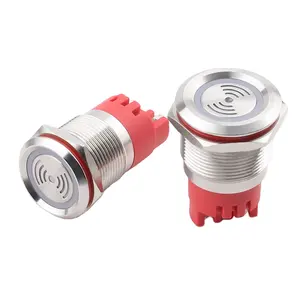 Wandu19/22MM Metal Buzzer 12V/24V/220V Red Light Stainless Steel Material Intermittent Sound Continuous Sound