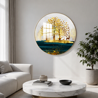 Peinture murale circulaire en porcelaine de cristal diamanté, motifs de cerfs, style nordique, pour salon moderne de luxe léger, porche et restaurant