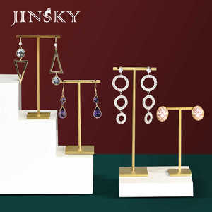 Jinsky ต่างหูโลหะสีทองแบบตั้งโชว์ต่างหูแบบเหล็กสแตนเลส - Product Image 3