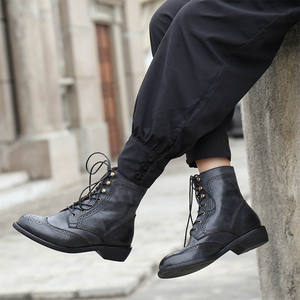 Oem odm רטרו קלאסי תחרה בעבודת יד <span class=keywords><strong>brogue</strong></span> מגולף בתוספת גודל קרסול מגפיים אמיתי עור לנשים הסיטונאי מותאם אישית - Product Image 6