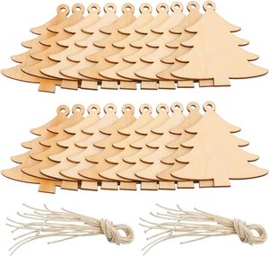 Decorazioni Natalizie <span class=keywords><strong>in</strong></span> <span class=keywords><strong>Legno</strong></span> Massello, Ornamenti <span class=keywords><strong>da</strong></span> Appendere a <span class=keywords><strong>Parete</strong></span>, 20 Pezzi con Cordoncini, per Matrimoni e Artigianato - Product Image 1