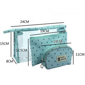 Nouvelle trousse de maquillage portable imperméable avec logo personnalisé, 3 pièces, fermeture éclair, sac de rangement cosmétique en PVC - Product Image 2