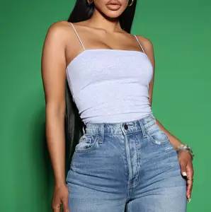 Custom Summer Solid Women's Clothing Sling 2023 Cami Tops Plain Sleeveless Sexy 100%Cotton Fashion Crop Tank Tops