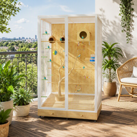 Cabinet spacieux pour oiseaux de grande taille, volière intérieure robuste, structure en bois durable, conçu pour plusieurs oiseaux