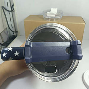 DD2791 Gobelet isotherme en acier inoxydable de 40 oz avec poignée, couvercle et paille, mug de voyage pour voiture, motif drapeau national américain laqué, maintien thermique 12-24h - Product Image 6