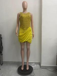 Nuevo Vestido de Moda Sexy sin Mangas con Cuello Redondo y Lentejuelas Irregulares, Minifalda Ajustada - Product Image 6