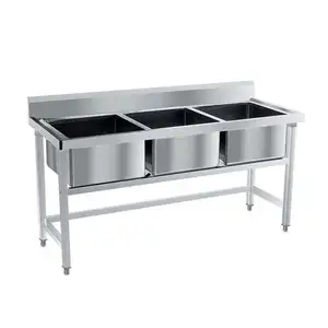 Customized Stainless Steel Three Tubs 3 Bowls Wash Sink For Commercial Kitchen,Restaurant Or Hotel With Wholesale Price