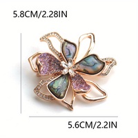 Nouvelle Broche Fleur Rétro en Imitation Coquille d'Ormeau avec Strass, Épinglette Élégante pour Veste et Pull, Accessoire de Mode