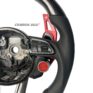 Volante Deportivo de Fibra de Carbono y Cuero Personalizado para <span class=keywords><strong>Audi</strong></span> B9, A3, A4, A5, A6, A7, A8, R8, S3, <span class=keywords><strong>S4</strong></span>, S5, A1, S1, C8, Gran Venta - Product Image 3