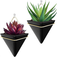 Pots de fleurs en céramique pour décoration murale, dispositif géométrique, Vase sur support métallique, jardinière suspendue