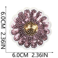 Patch thermocollant personnalisé en tissu denim avec fleur de marguerite à sequins, applique brodée florale, broderie de tournesol, alphabet, badge DIY pour