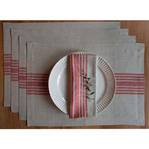 Napperons en lin rayés avec bordure tissée et ourlet festonné pour les entreprises de location d'événements et les réceptions de mariage - Product Image 1