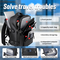 Mochila de viaje impermeable a la moda, mochila de negocios antirrobo con carga USB expandible de gran capacidad para ordenador portátil, mochila de negocios