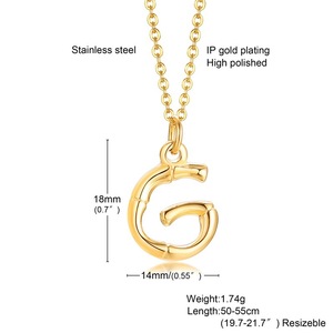 首字母A-Z字母大写字母镀金不锈钢吊坠项链女士男士礼品 - Product Image 6
