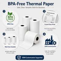 Rouleaux de papier thermique sans BPA pour caisse enregistreuse 80x80 80x67 57x20 57x16mm, papier de reçu TPV 48gsm 55gsm, personnalisable avec logo, OEM, vente en gros
