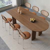 Îlot rectangulaire asymétrique intégré Table à manger moderne en bois massif Chaise de bureau semi-circulaire/ovale pour la maison Fixation murale