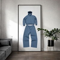 Ensemble survêtement bleu à capuche et pantalon de jogging, coupe ample, grande taille, séchage rapide, respirant, pour femme, printemps