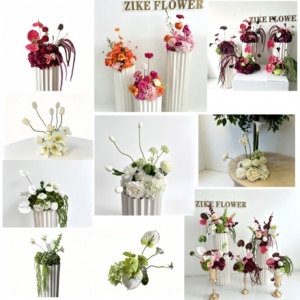 Centros de Mesa Florales en Tonos Rosa Anaranjado, Arreglo de Rosas de Seda Artificial y Hortensias, Decoración para Bodas, Pasillos, Cabinas de Fotos y Eventos - Product Image 6