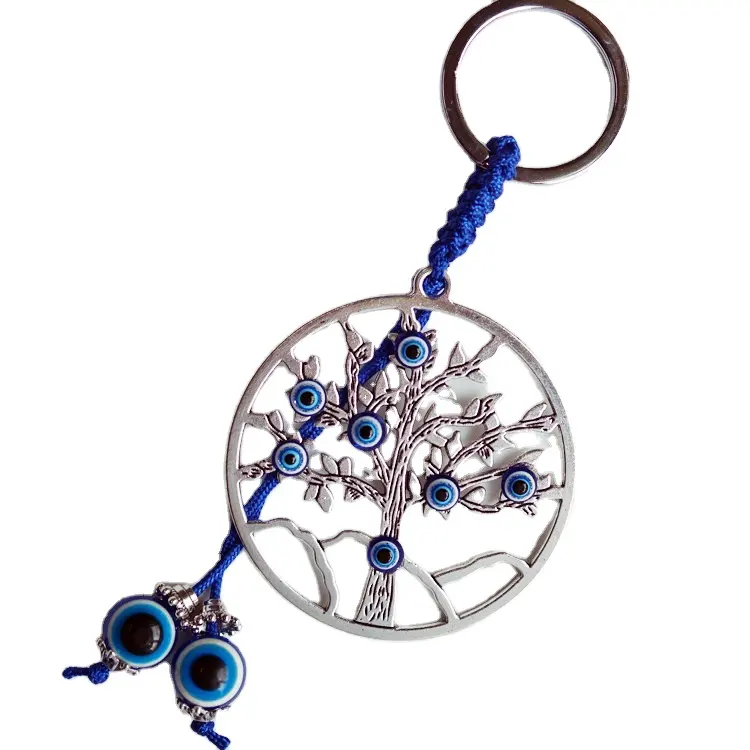 Manufacturer New Design High Quality Blue Devil Eye Jewelry Tree Of Life Smart Tree Pendant Key Chain for Men Women Children
