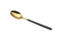 Ensemble de couverts de cuisine en acier inoxydable, qualité alimentaire, poignée carrée noire de luxe, plaqué or 18 10